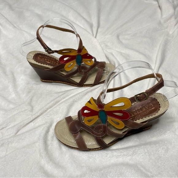 L'Artiste by Spring Step Ronella Multi Strap Leather Wedge Sandals - Picture 1 of 16